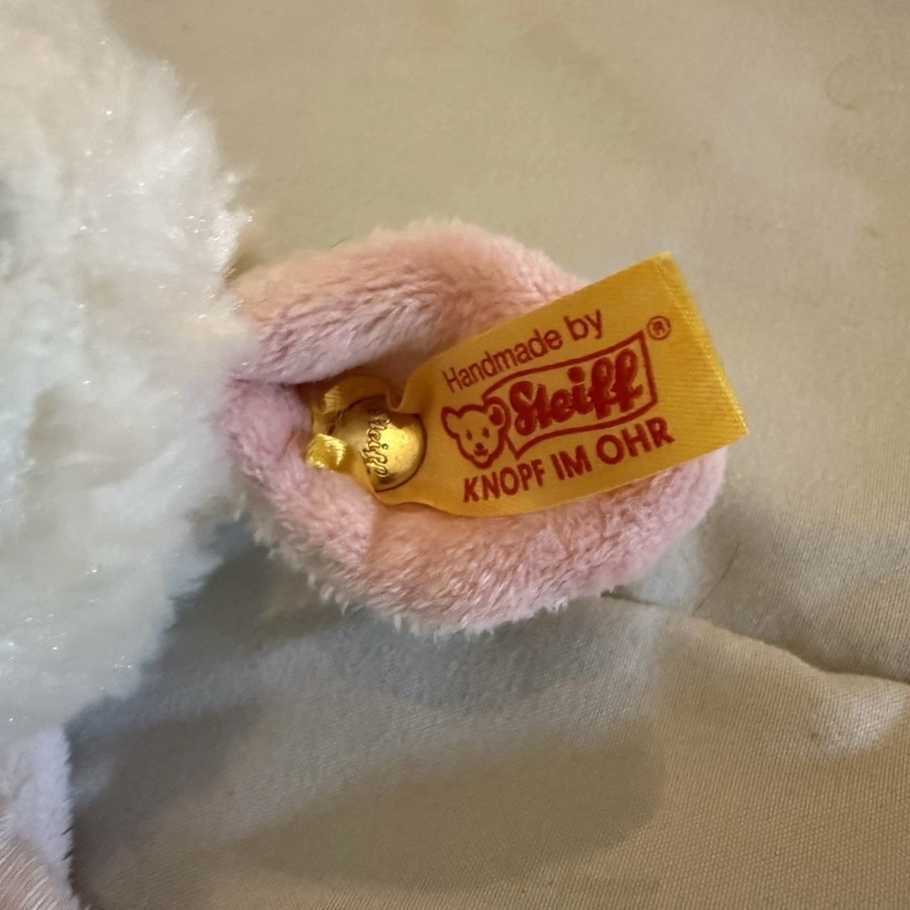 STEIFF Lamb Baby Sheep Lovey Stuffed Animal Security Blanket Pink - Picture 2 of 7